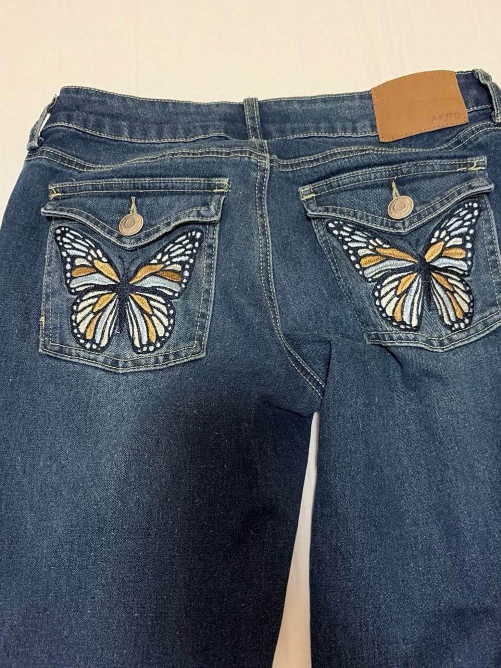 Aeropostale Dark Blue Bootcut Jeans with Butterfly Pocket Embroidery